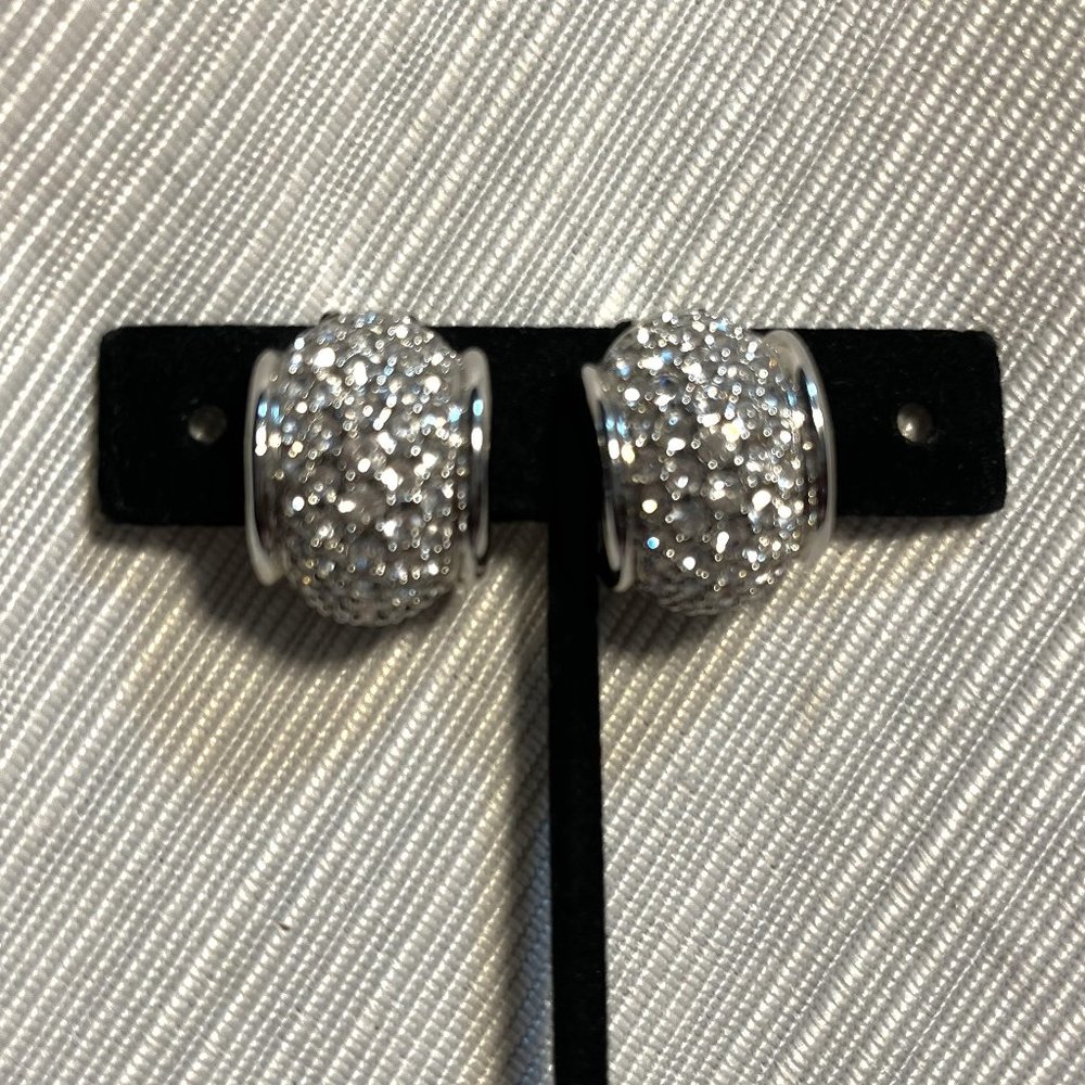 Clip On Swavorski Silver Earrings